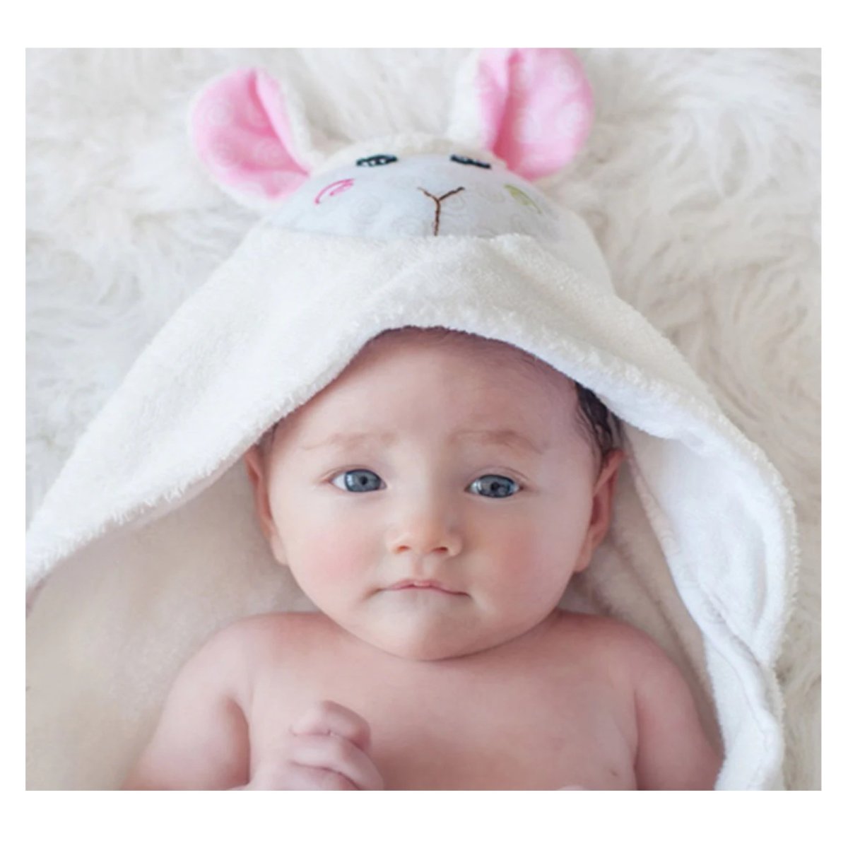Baby Snow Terry Hooded Bath Towel - Lola Lamb