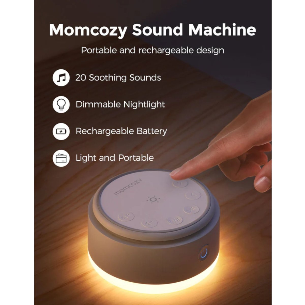 Baby Sound Machine - Long Battery Life (Warm Light)