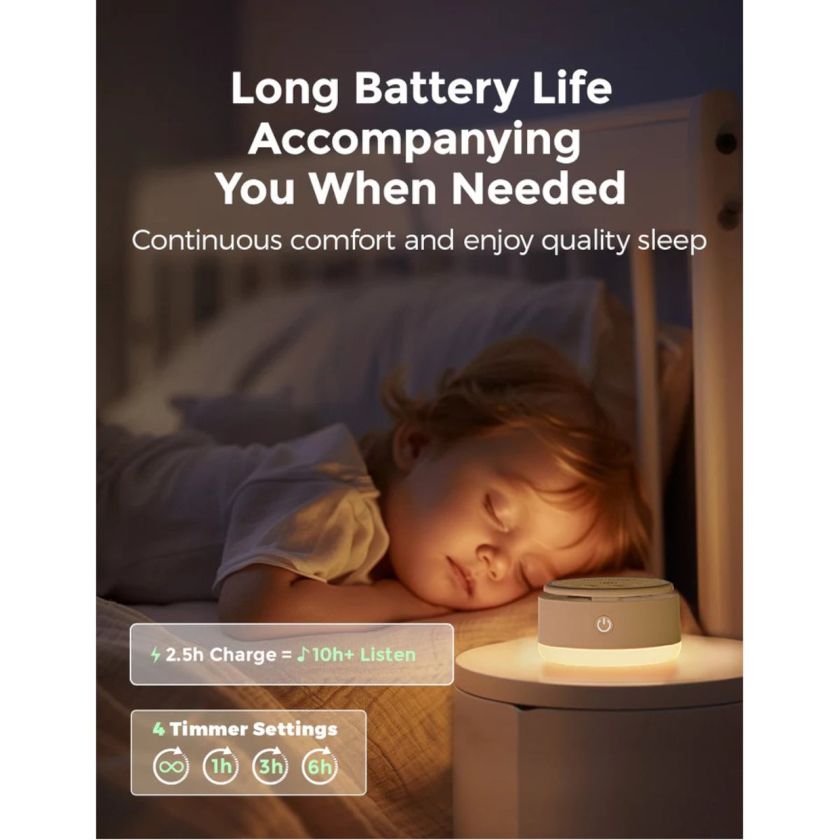 Baby Sound Machine - Long Battery Life (Warm Light)