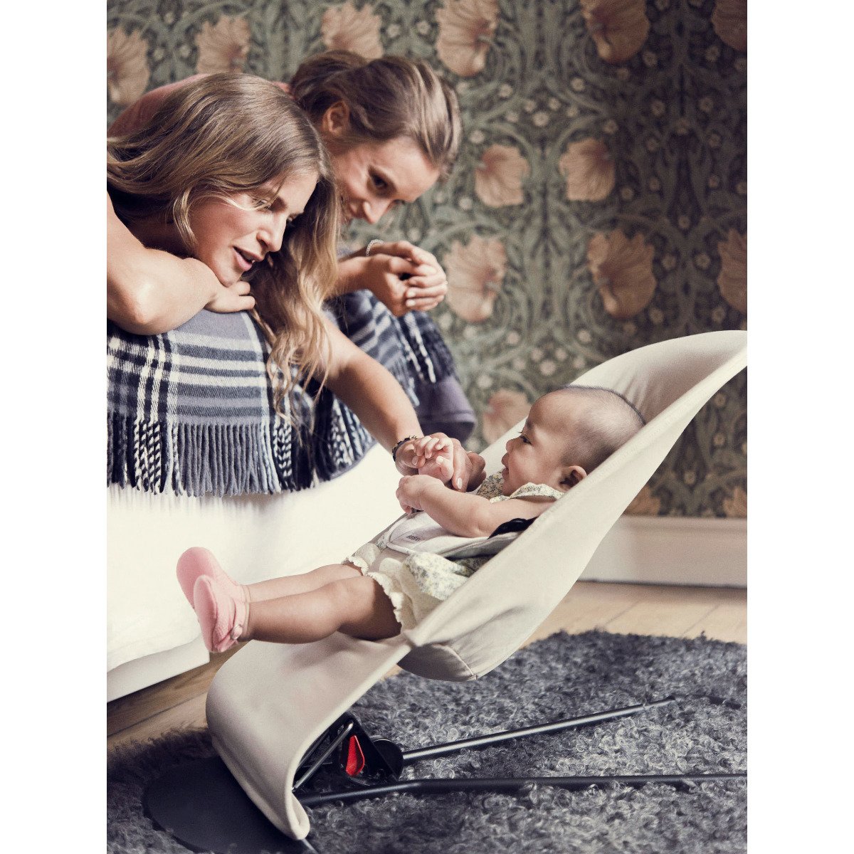 Bouncer Balance Soft- Cotton/Jersey - Beige/Gray - Black Frame