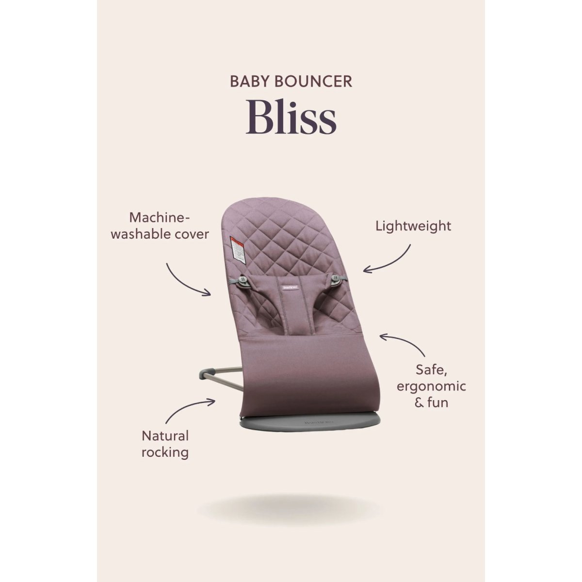 Bouncer Bliss, Light Gray Frame - 3D Jersey, Light Beige