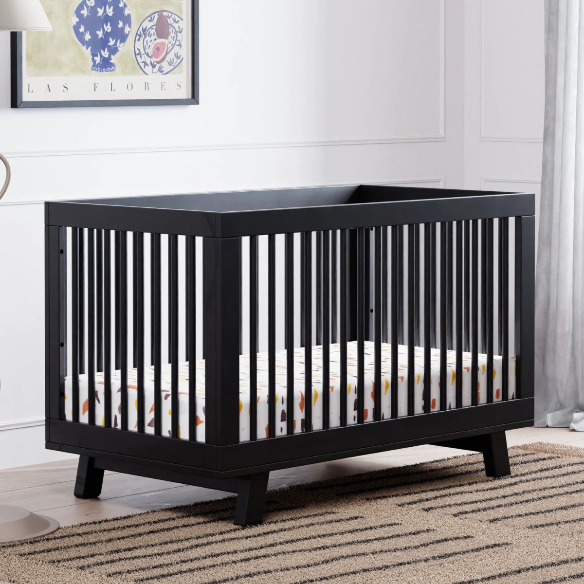 Hudson 3 In 1 Crib With Toddler Rail - Black