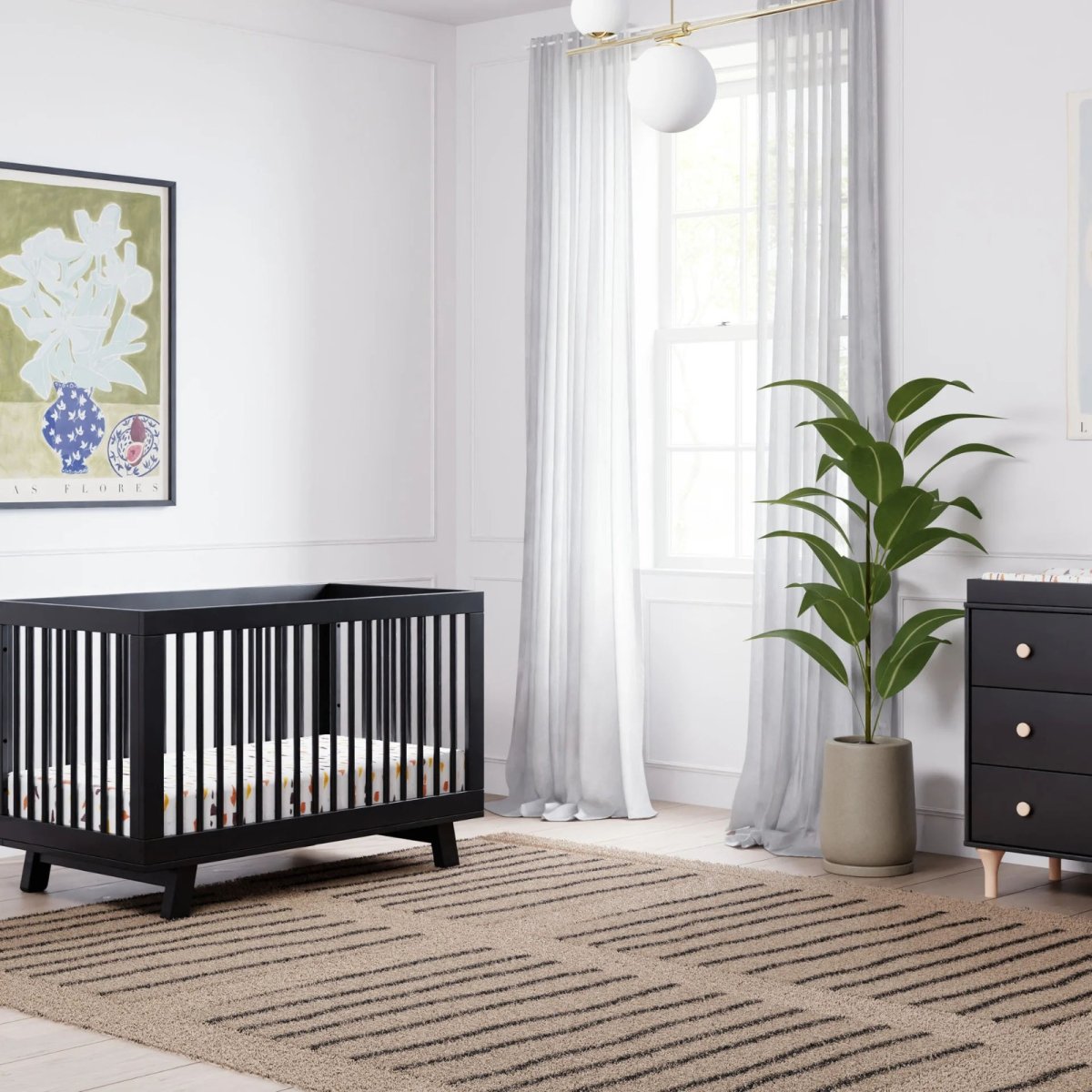 Hudson 3 In 1 Crib With Toddler Rail - Black