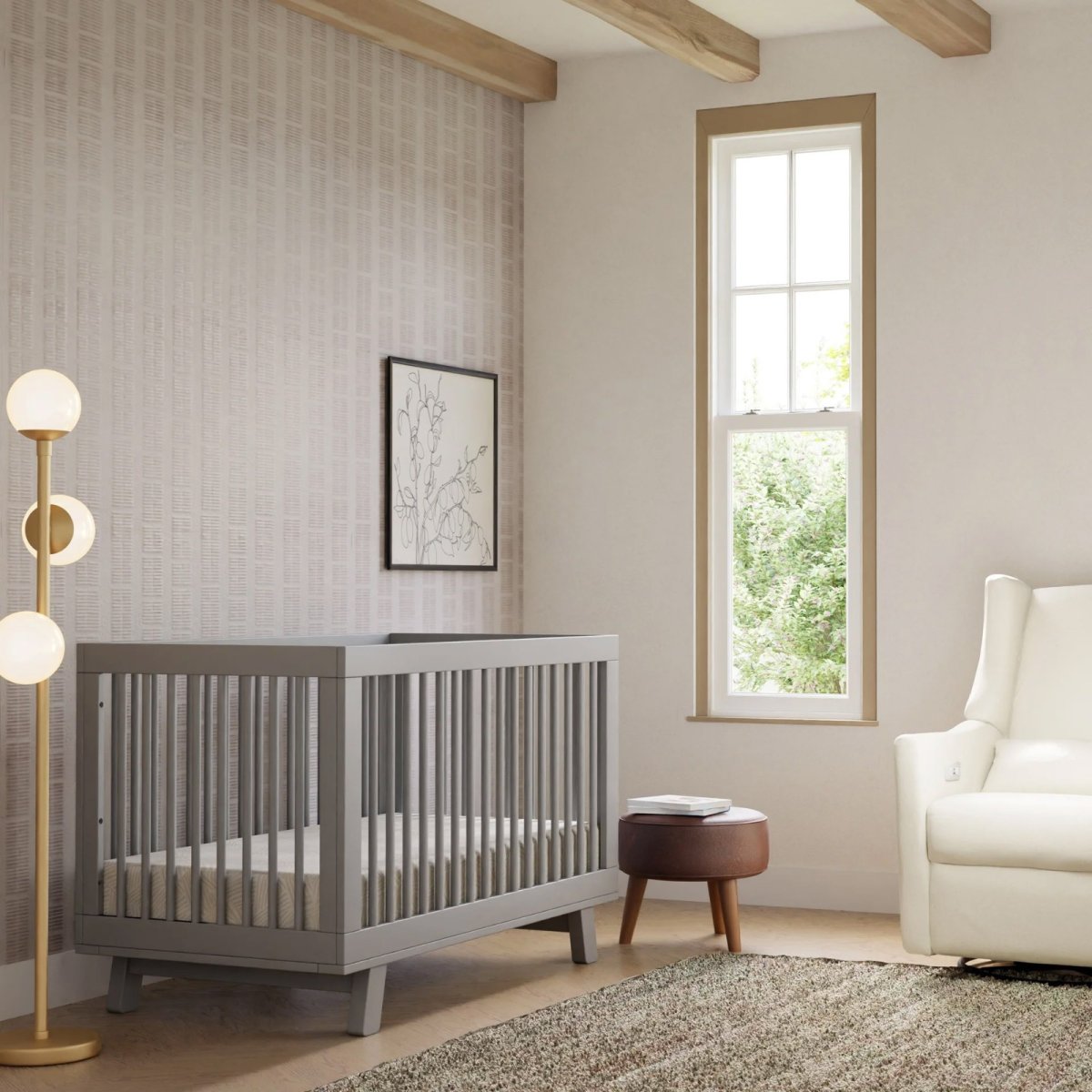 Hudson 3 In 1 Crib With Toddler Rail - Grey