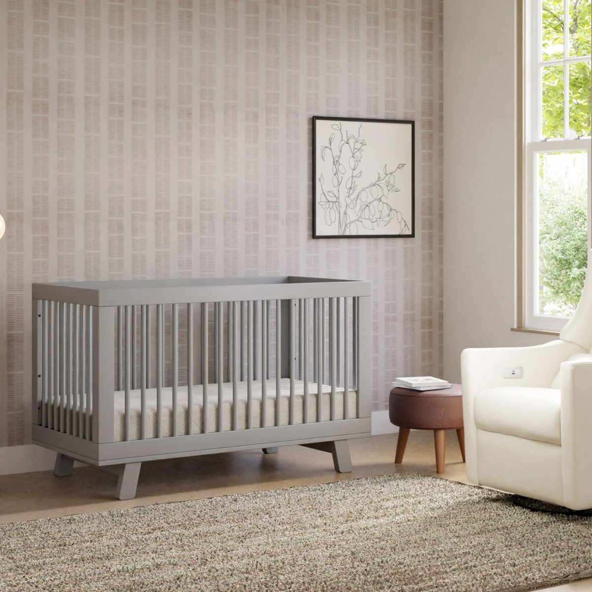 Hudson 3 In 1 Crib With Toddler Rail - Grey