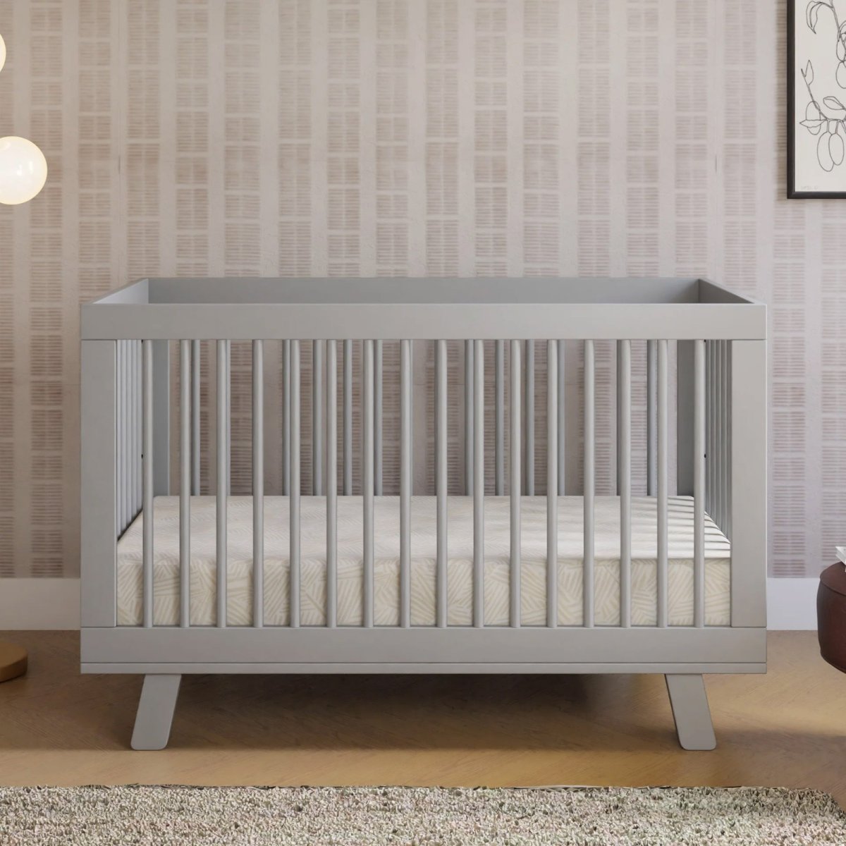 Hudson 3 In 1 Crib With Toddler Rail - Grey