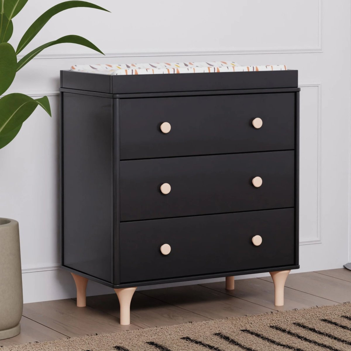 Lolly 3 Drawer Changer Dresser - Black Washed Natural