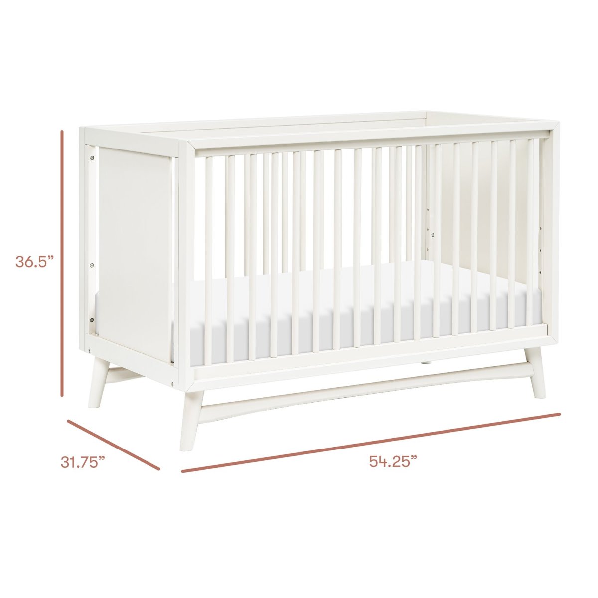 Peggy 3 In 1 Crib With Toddler Rail - Warm White