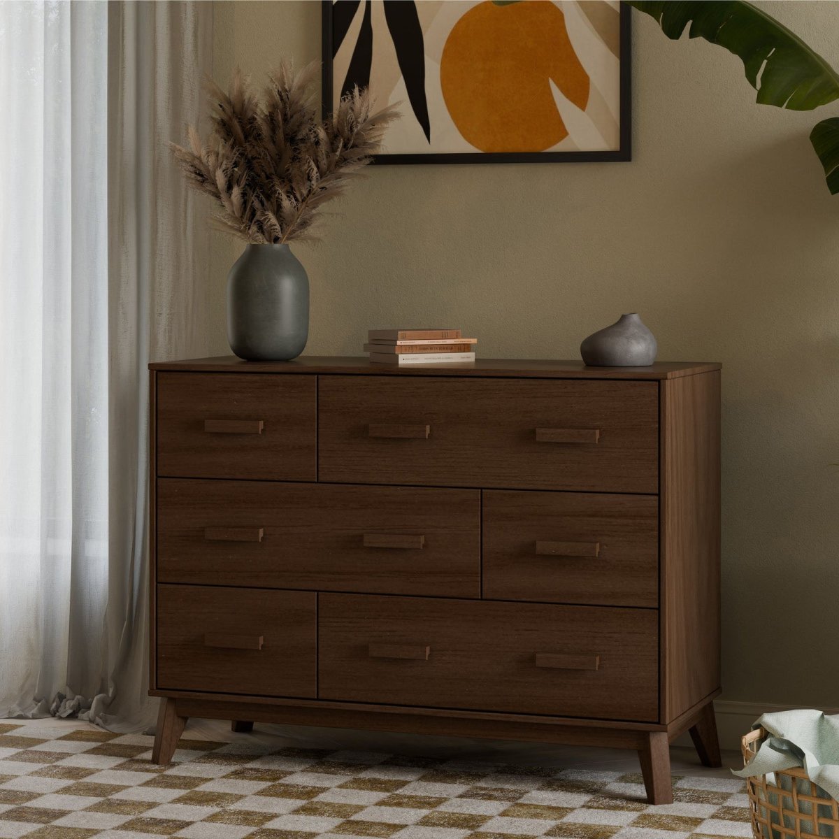 Scoot 6 Drawer Dresser - Natural Walnut