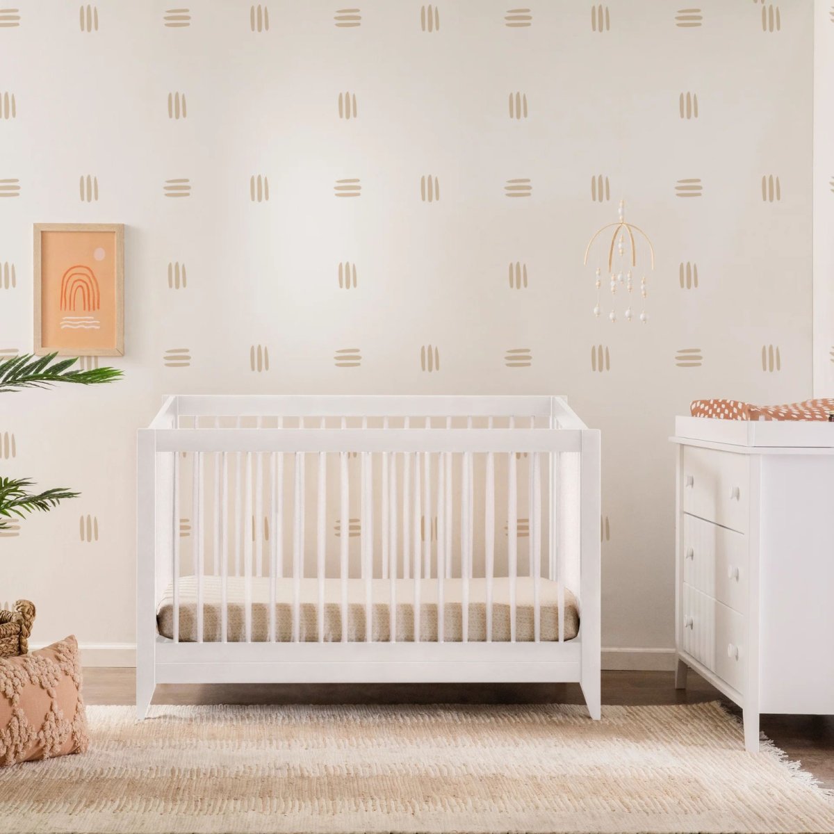 Sprout 4 in 1 Crib with Toddler Rail - White
