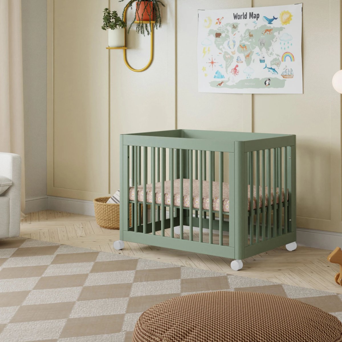 Yuzu 8 in 1 Convertible Crib with All Stages Conversion Kit - Light Sage