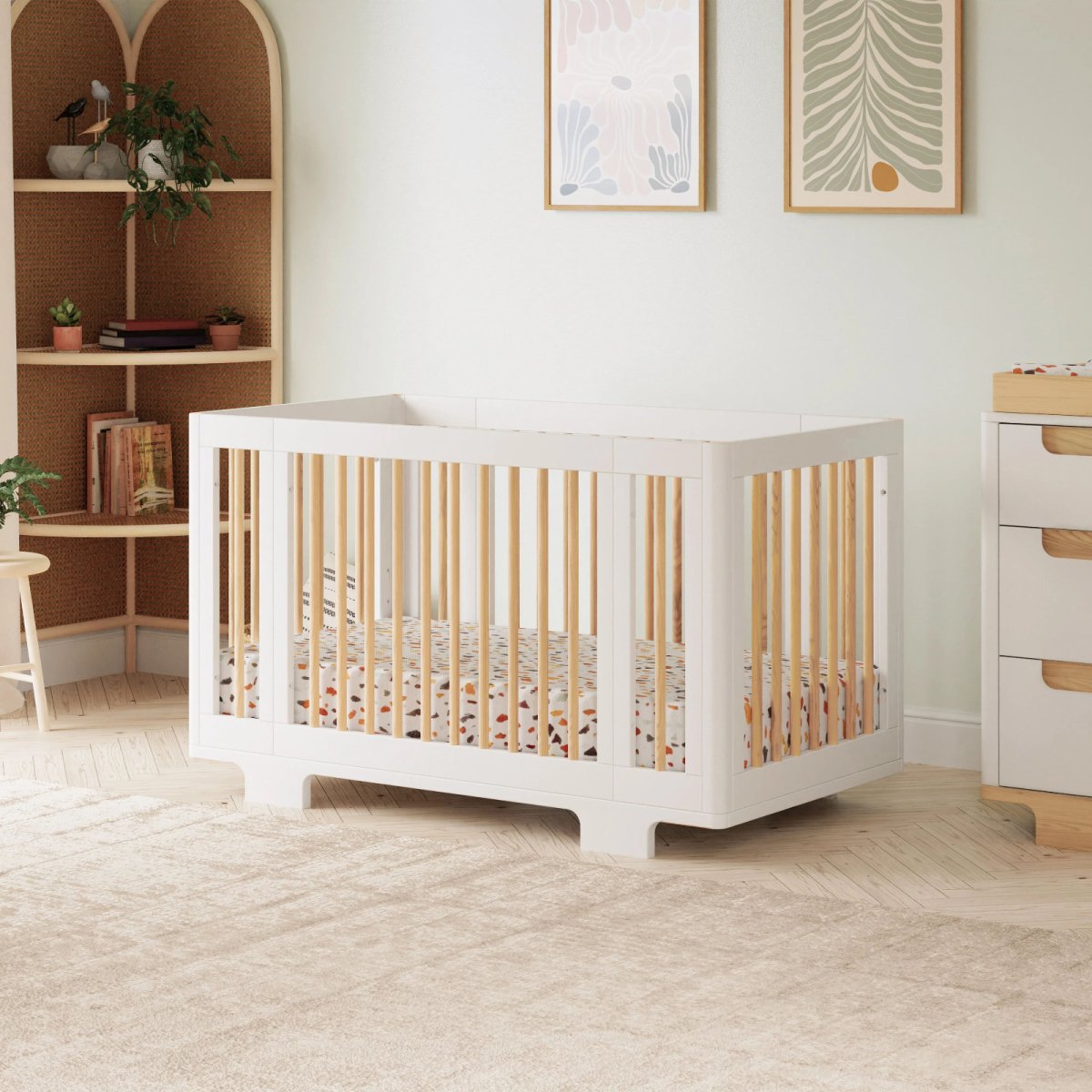 Yuzu 8 in 1 Convertible Crib with All Stages Conversion Kit - White/Natural