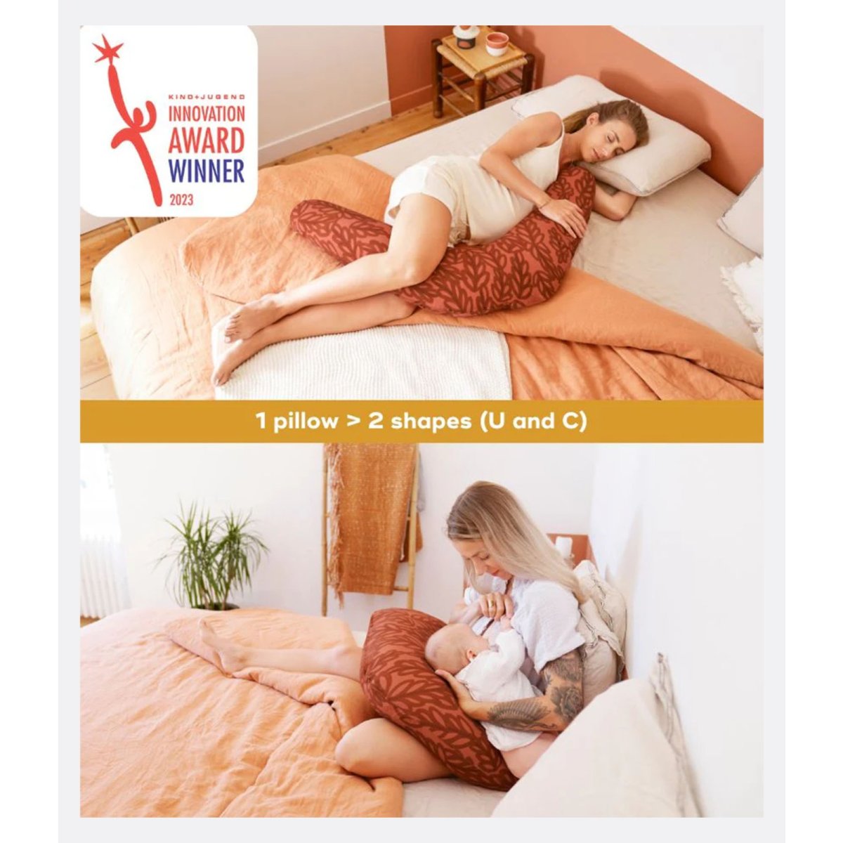 2-in-1 Pregnancy Pillow and Breastfeeding Terracotta