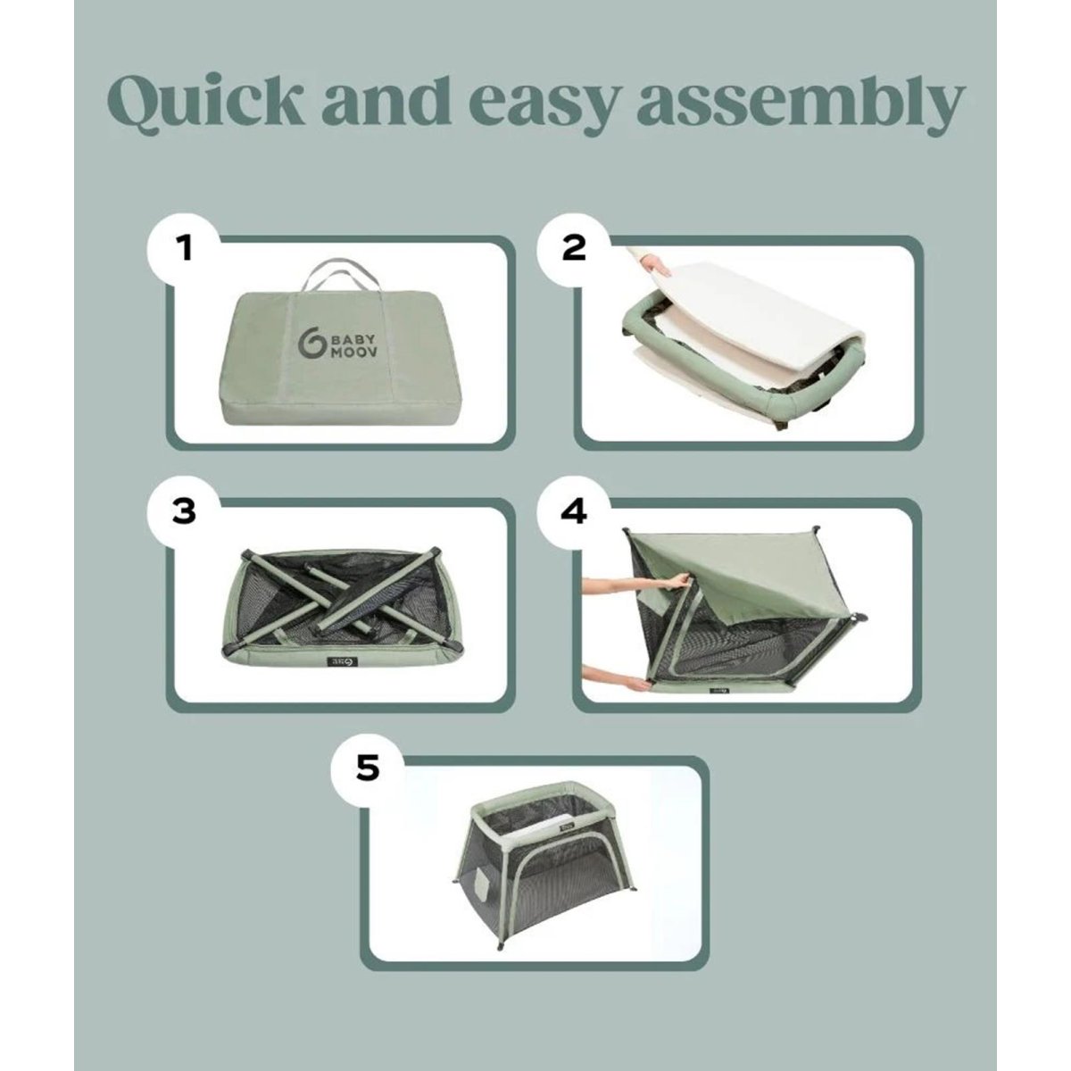 Travel crib and bed 3-in-1 Moov and Comfy