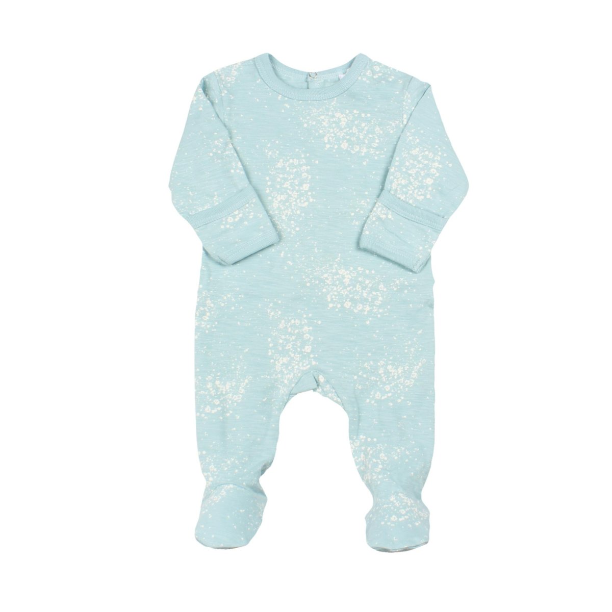 Back Opening Footie - Sterling Blue Bubbles