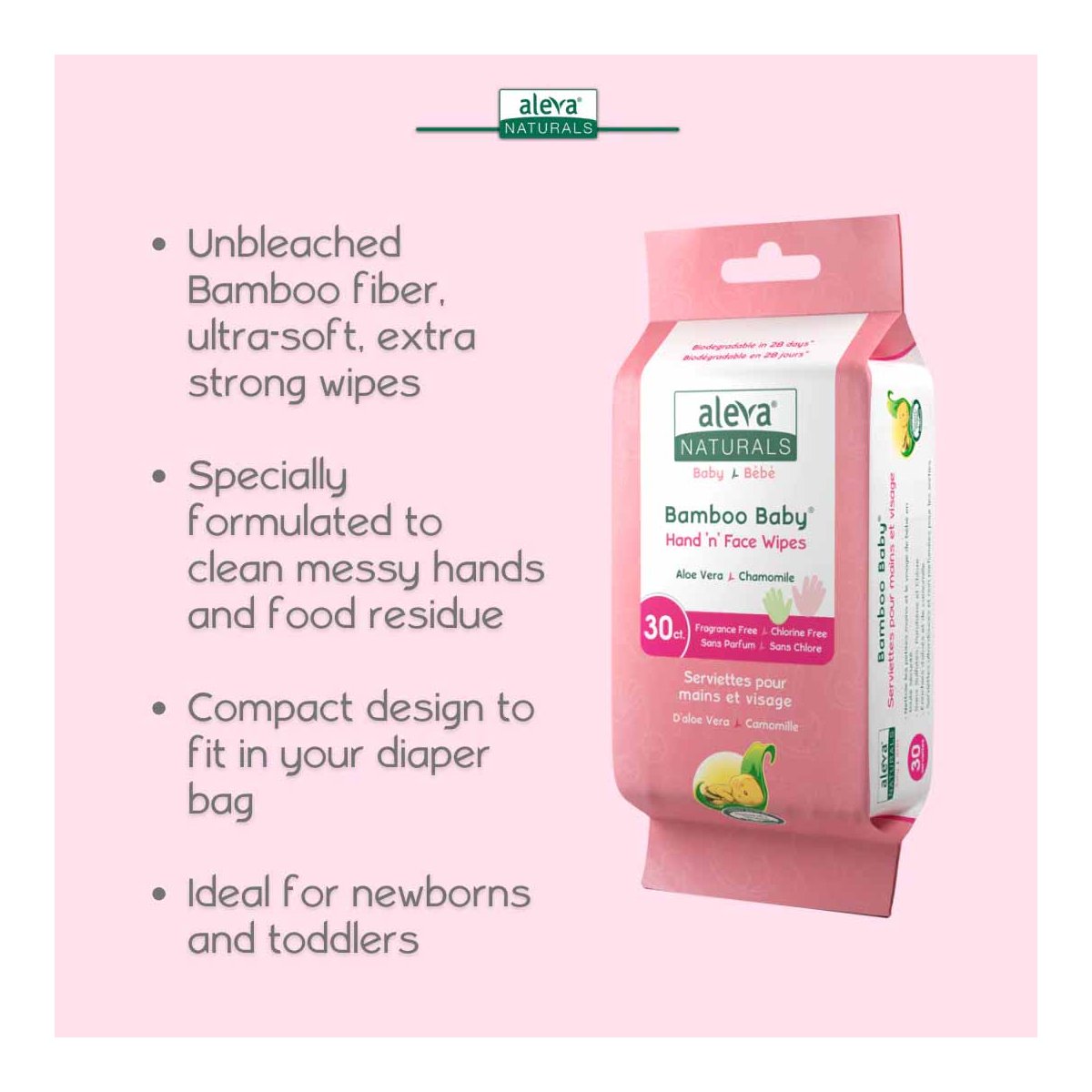 Bamboo Baby Hand & Face Wipes 30 Count