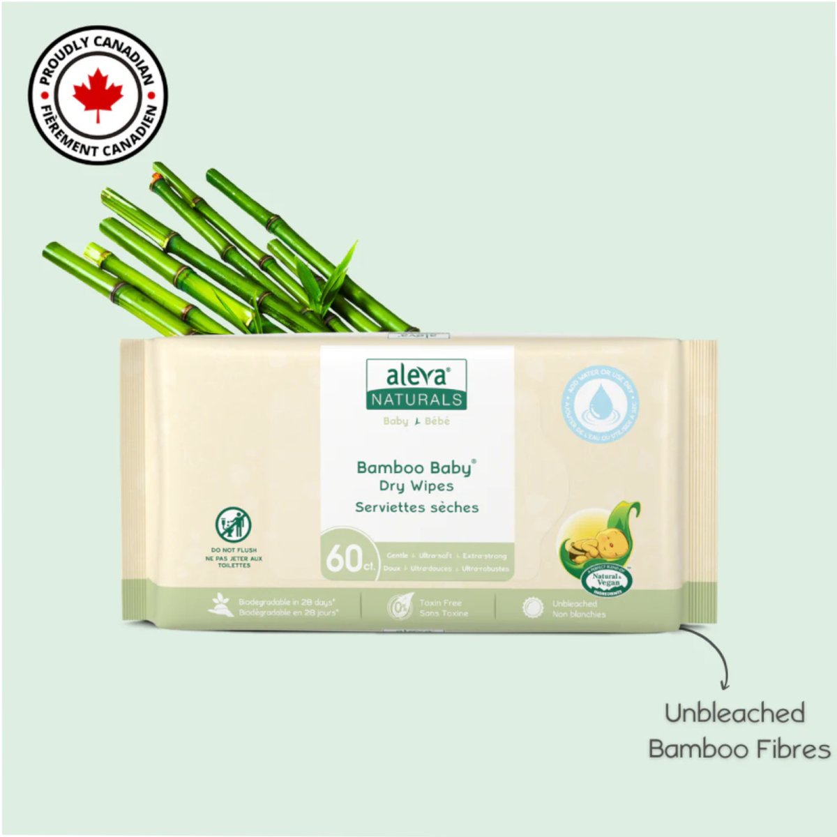 Bamboo Baby Dry Wipes 60ct