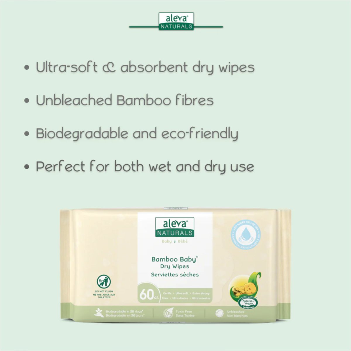 Bamboo Baby Dry Wipes Value Pack 180ct