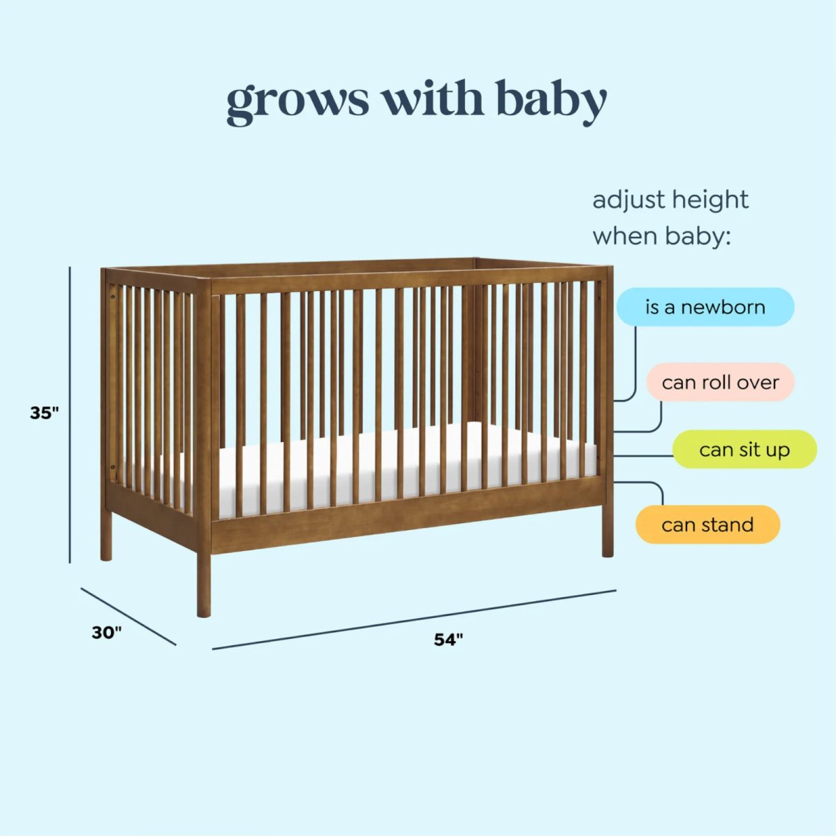 Birdie 3-in-1 Convertible Crib - Walnut