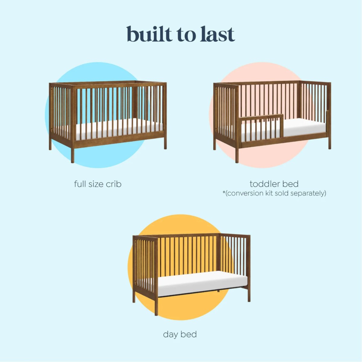 Birdie 3-in-1 Convertible Crib - Walnut