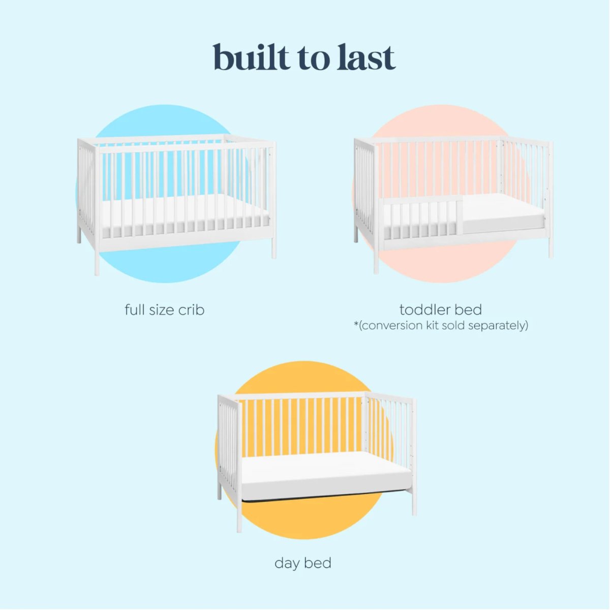 Birdie 3-in-1 Convertible Crib - White