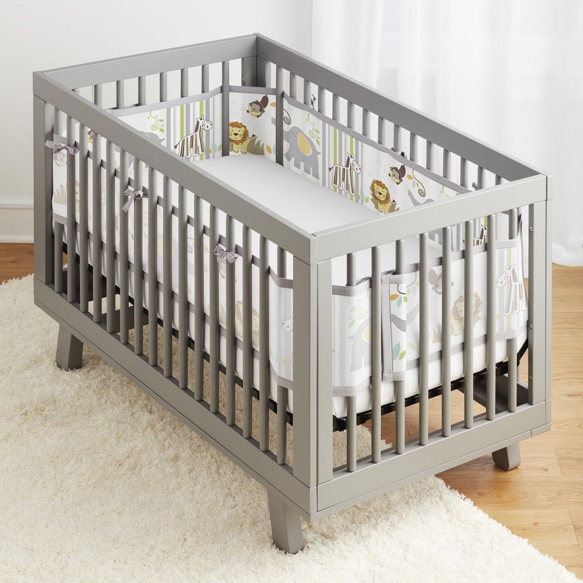 Mesh Crib Liner - Grey Safari