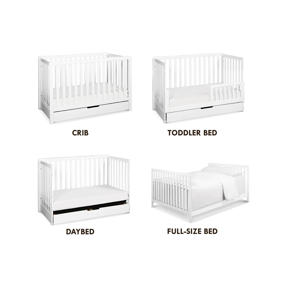 Colby 4 In 1 Convertible Crib with Trundle Drawer - White