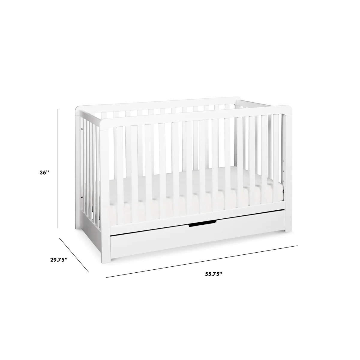 Colby 4 In 1 Convertible Crib with Trundle Drawer - White