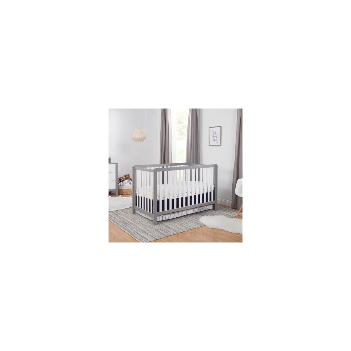 Colby 4-in-1 Low Profile Convertible Crib - Grey White