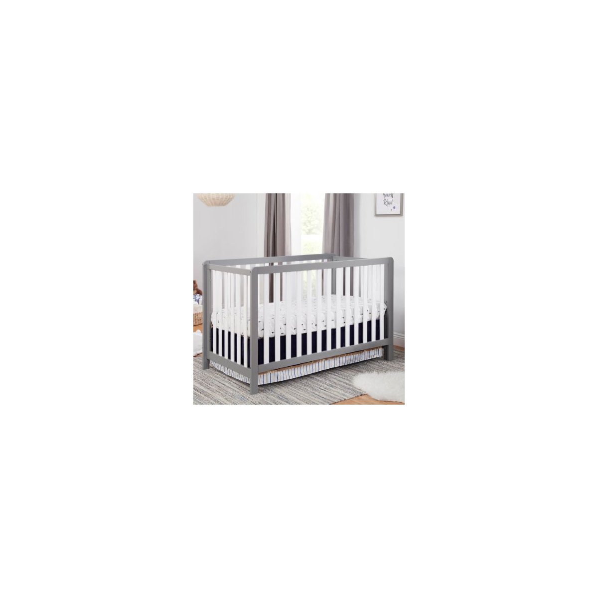 Colby 4-in-1 Low Profile Convertible Crib - Grey White