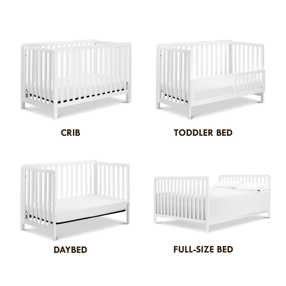 Colby 4 in 1 Low Profile Convertible Crib - White 