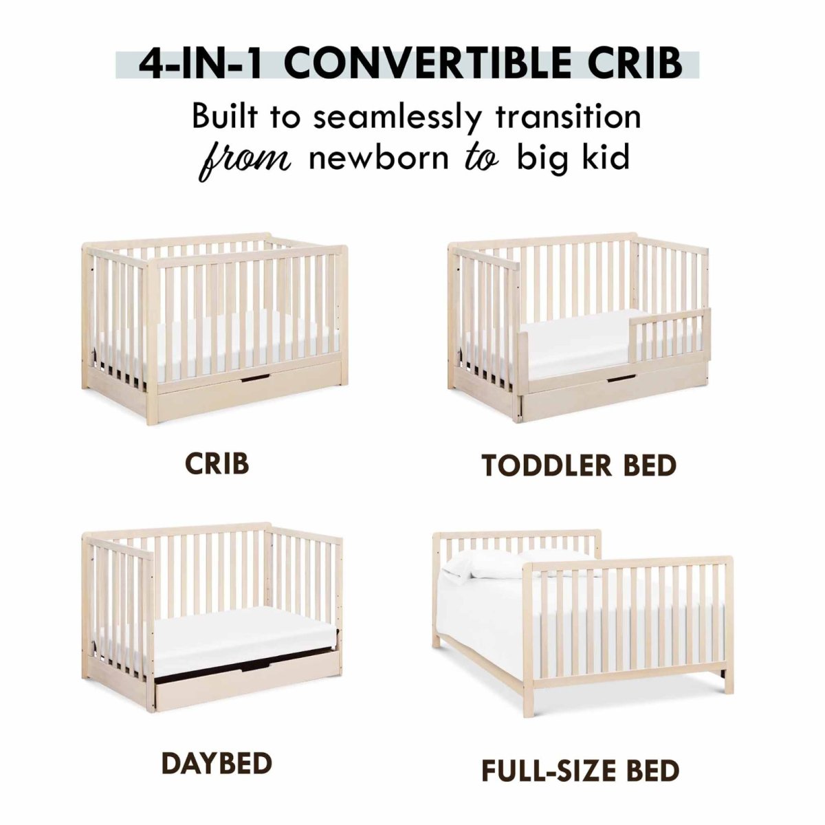 Colby 4 In 1 W/Trundle Full Size Washed Natural