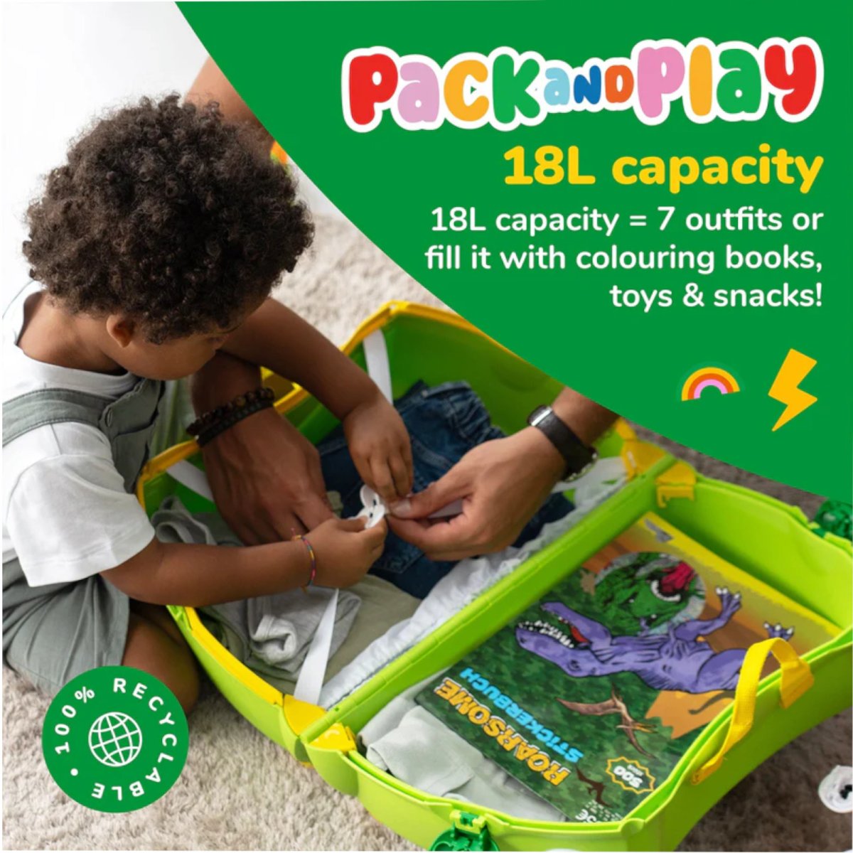 Children Ride On Suitcase - Dudley Dinosaur