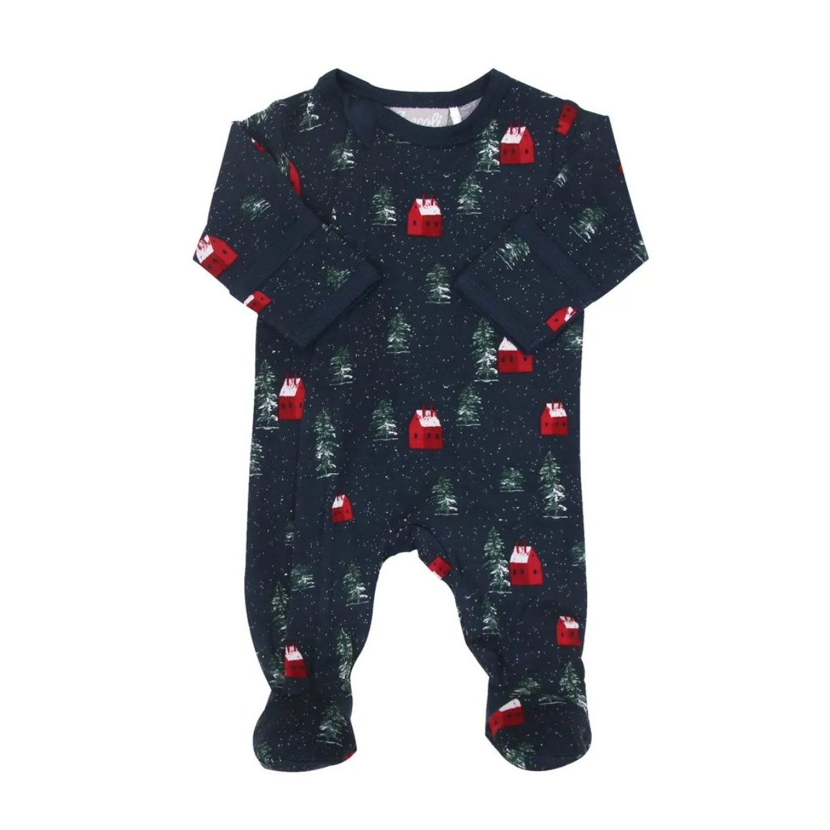 Zipper Footie - Dark Navy Winter Scene
