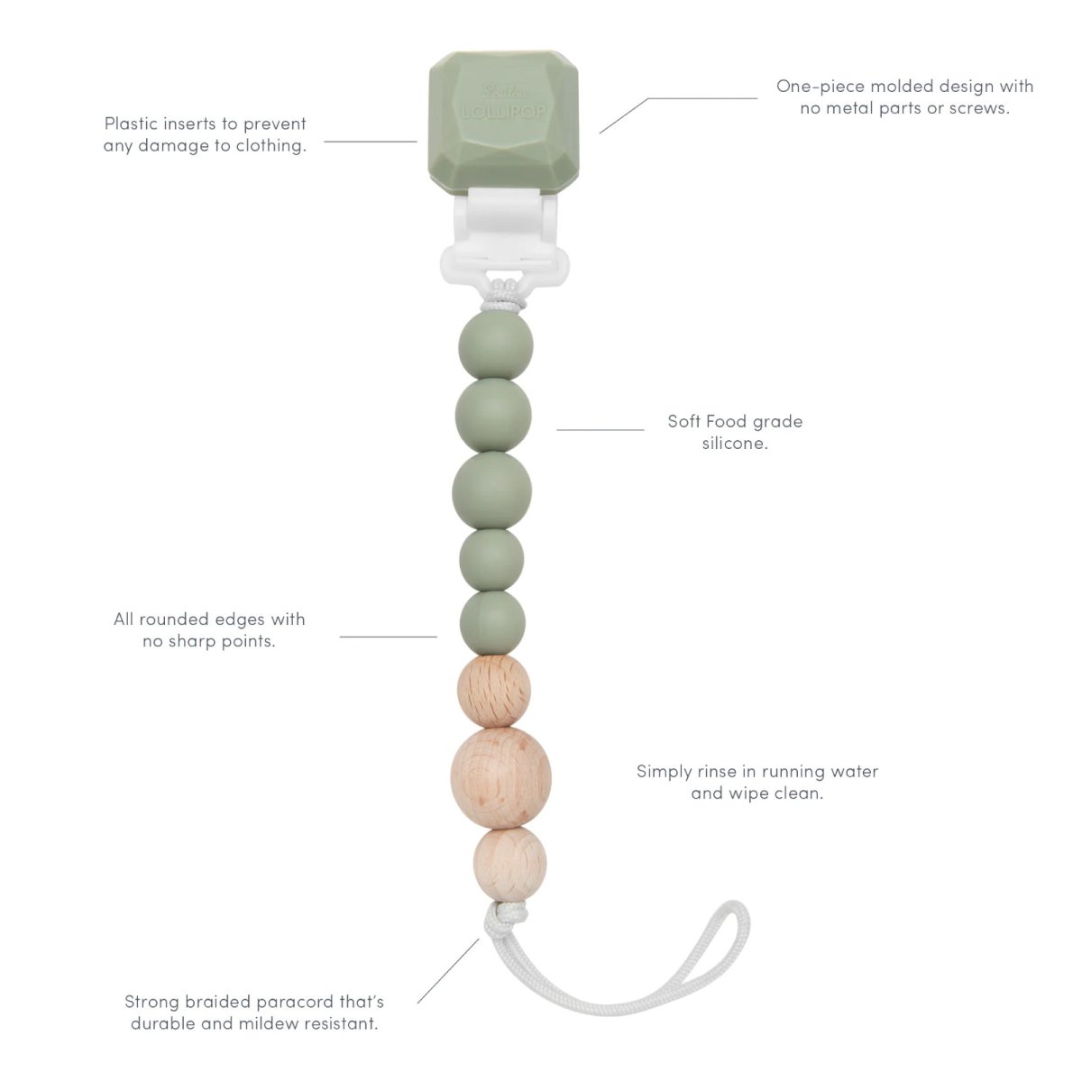 Colour Pop Pacifier Clip - Pink Quartz