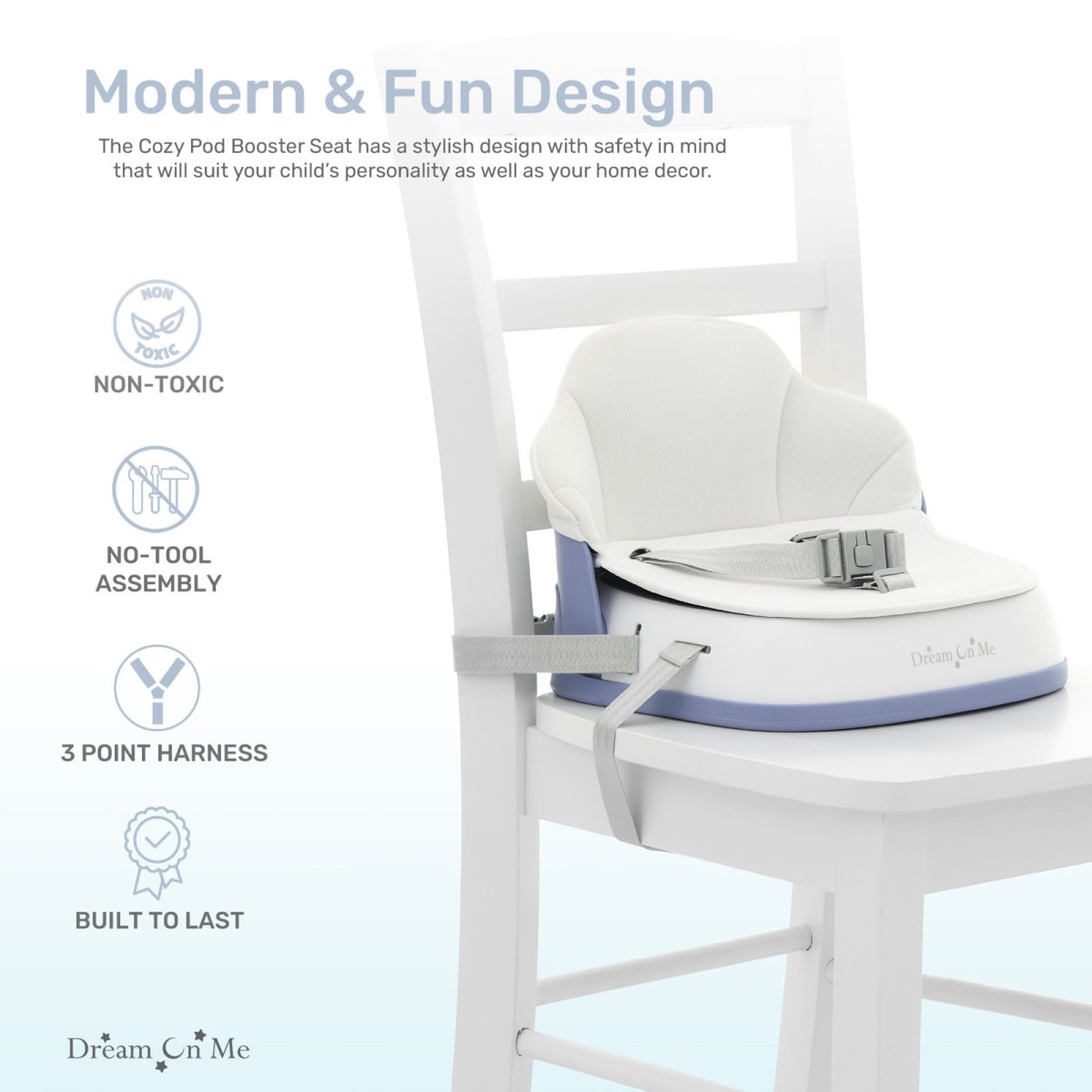 Cozy Pod Booster Seat with Removeable Cover - White