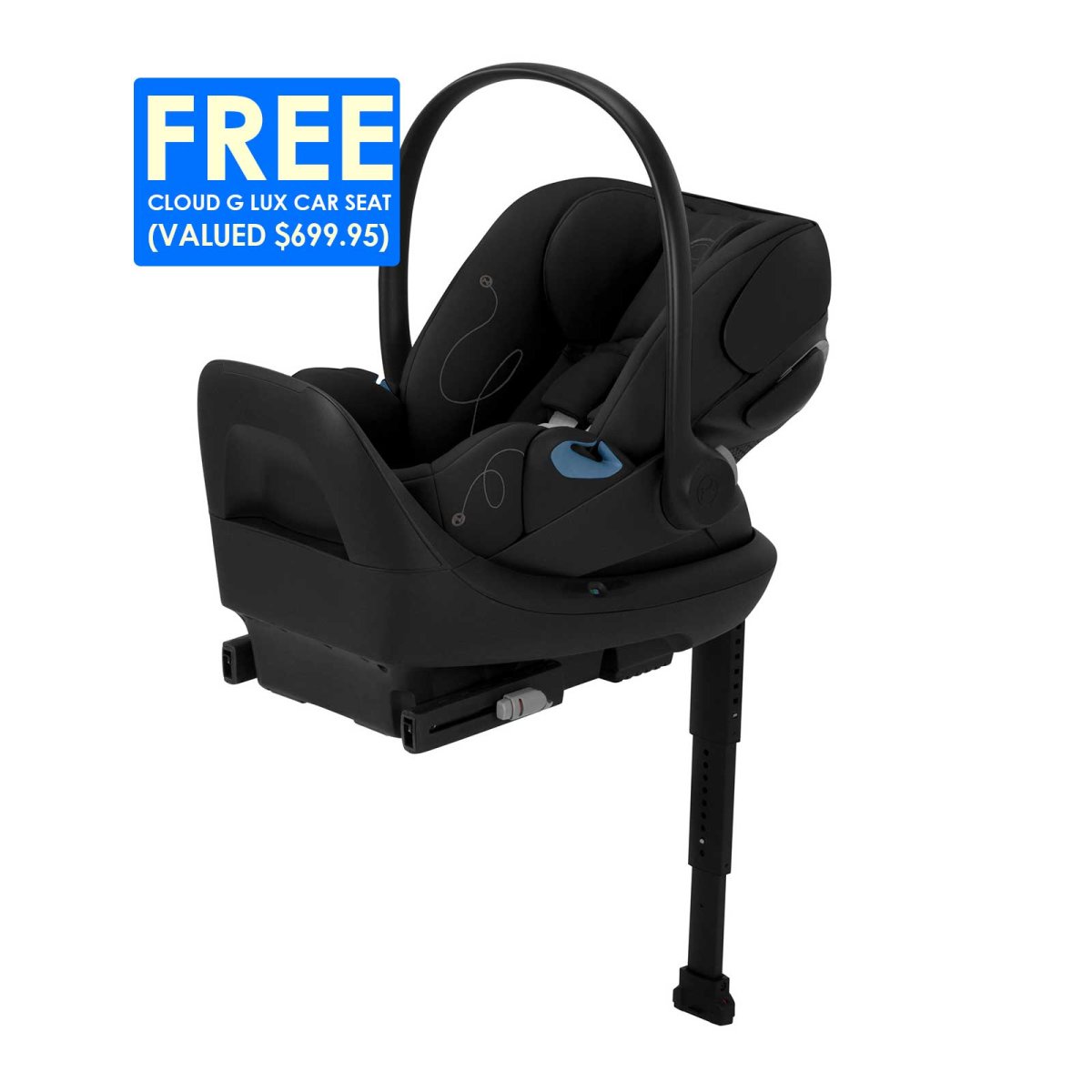 Gazelle S Stroller - Silver Frame and Moon Black Seat  + FREE Gift Cloud G Lux Car Seat
