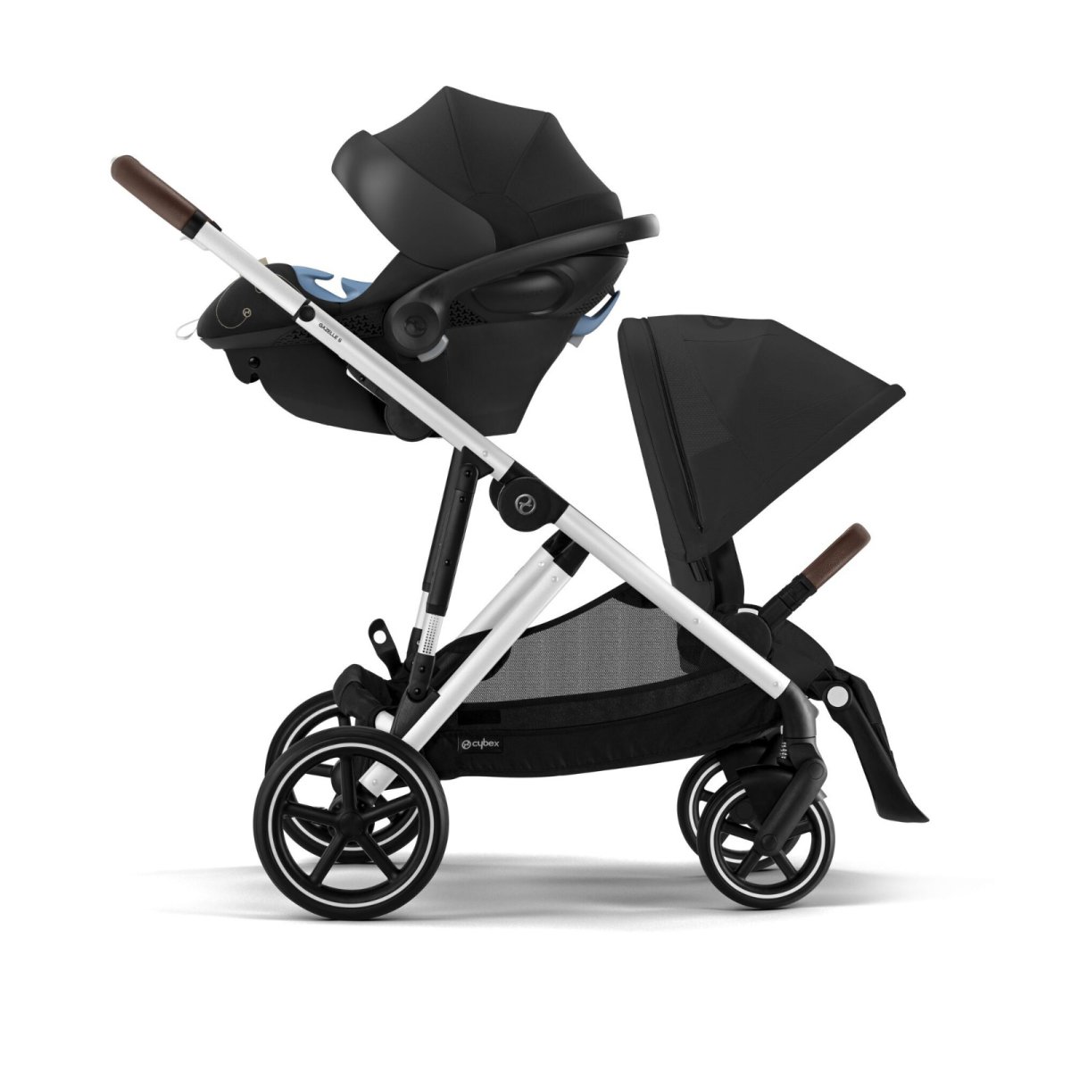 Gazelle S Stroller - Silver Frame and Moon Black Seat