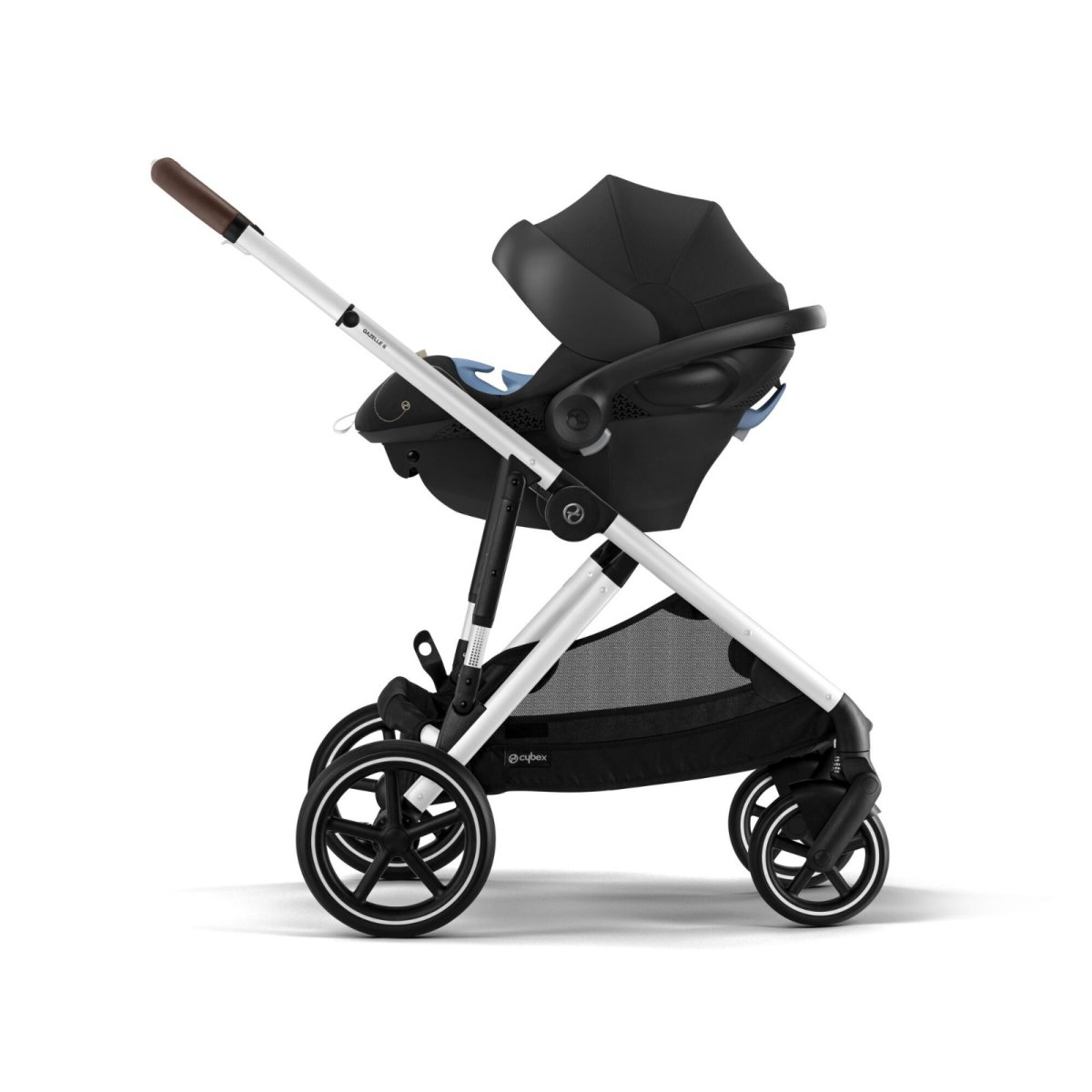 Gazelle S Stroller - Silver Frame and Moon Black Seat