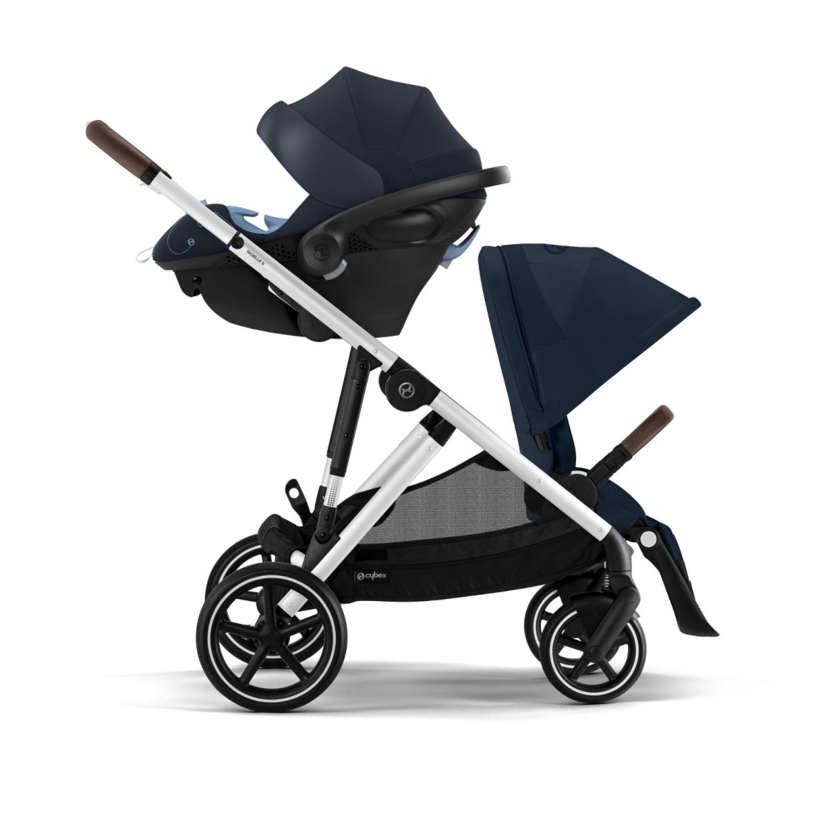 Gazelle S Stroller - Silver Frame and Ocean Blue Seat