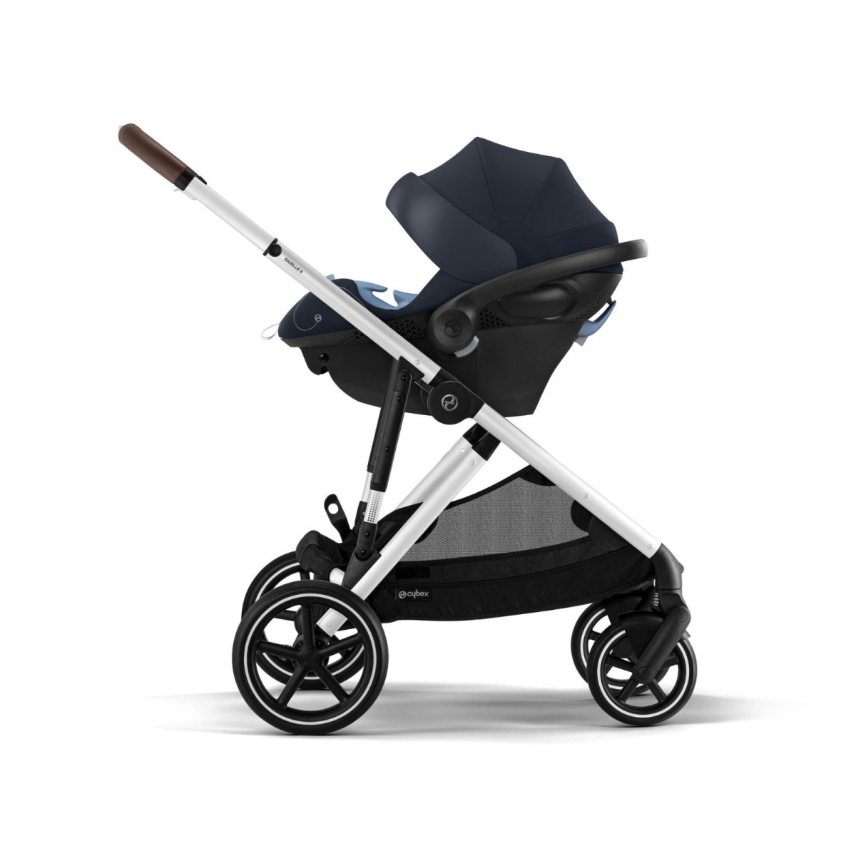 Gazelle S Stroller - Silver Frame and Ocean Blue Seat