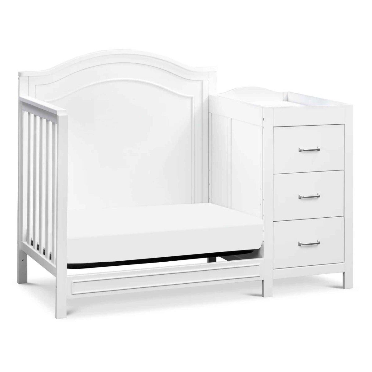Charlie 4-in-1 Convertible Mini Crib and Changer - White