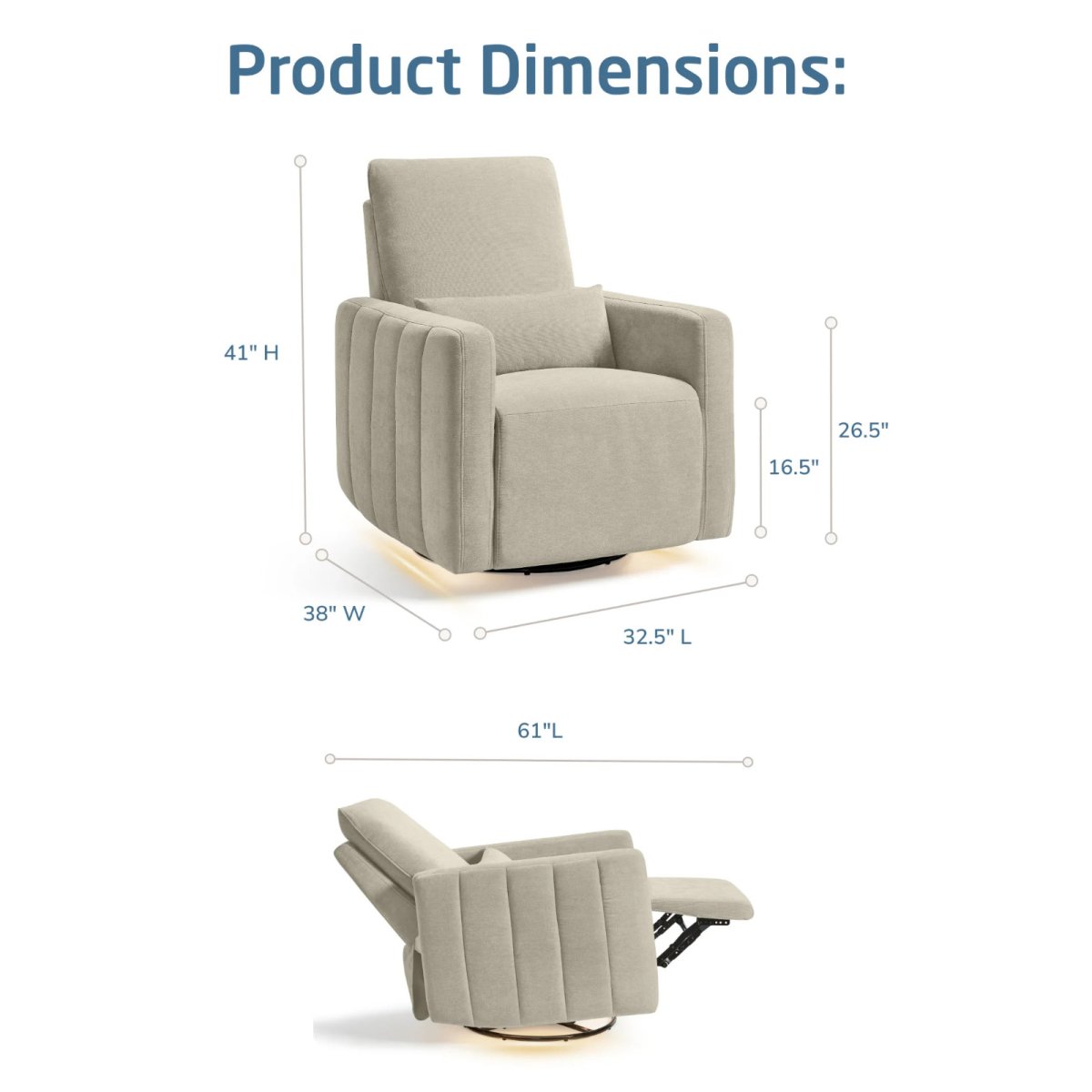 Dorian Channel Power Recliner - Crew Fog