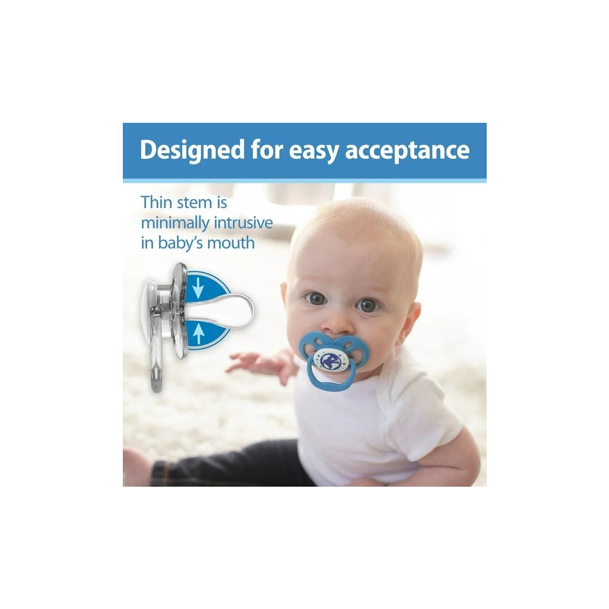 Advantage Pacifier - Stage 2 -Skateboard Snail/Glow in the Dark Blue