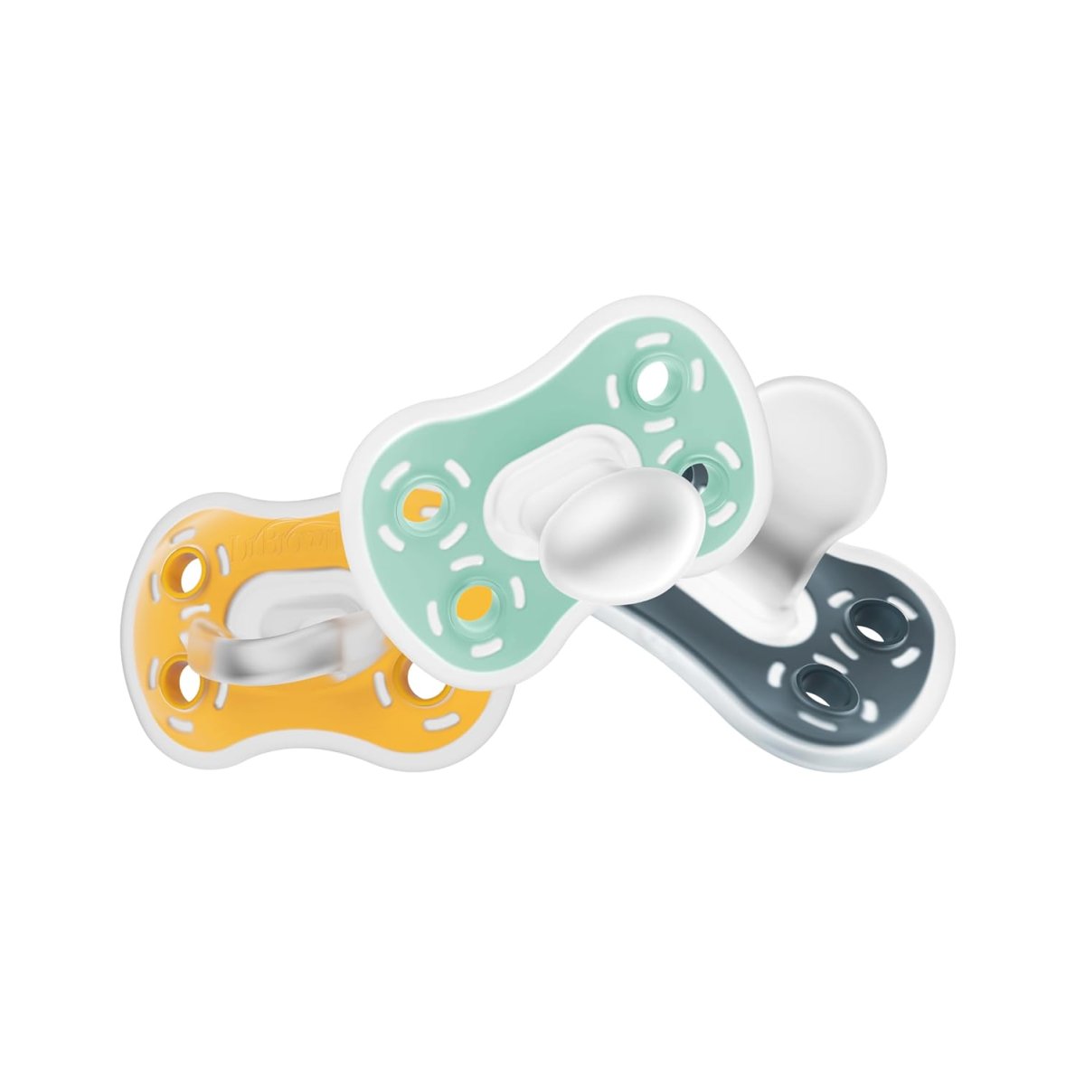 Advantage One-Piece Pacifier 3 Pack 6-18m - Green / Yellow / Grey