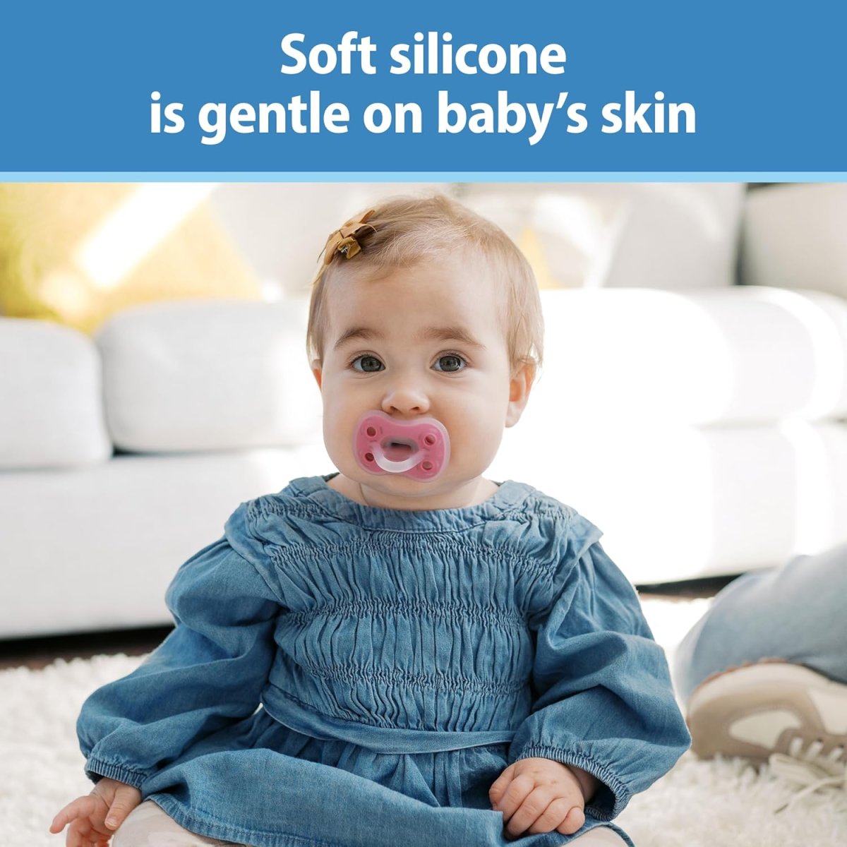 Advantage One-Piece Pacifier 3pk 6-18m - Pink/Purple/Coral