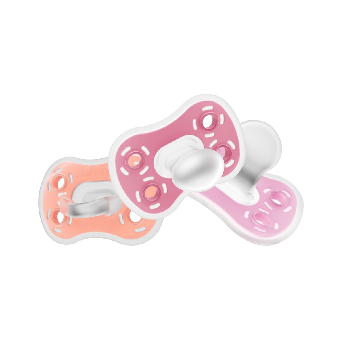 Advantage One-Piece Pacifier 3pk 6-18m - Pink/Purple/Coral