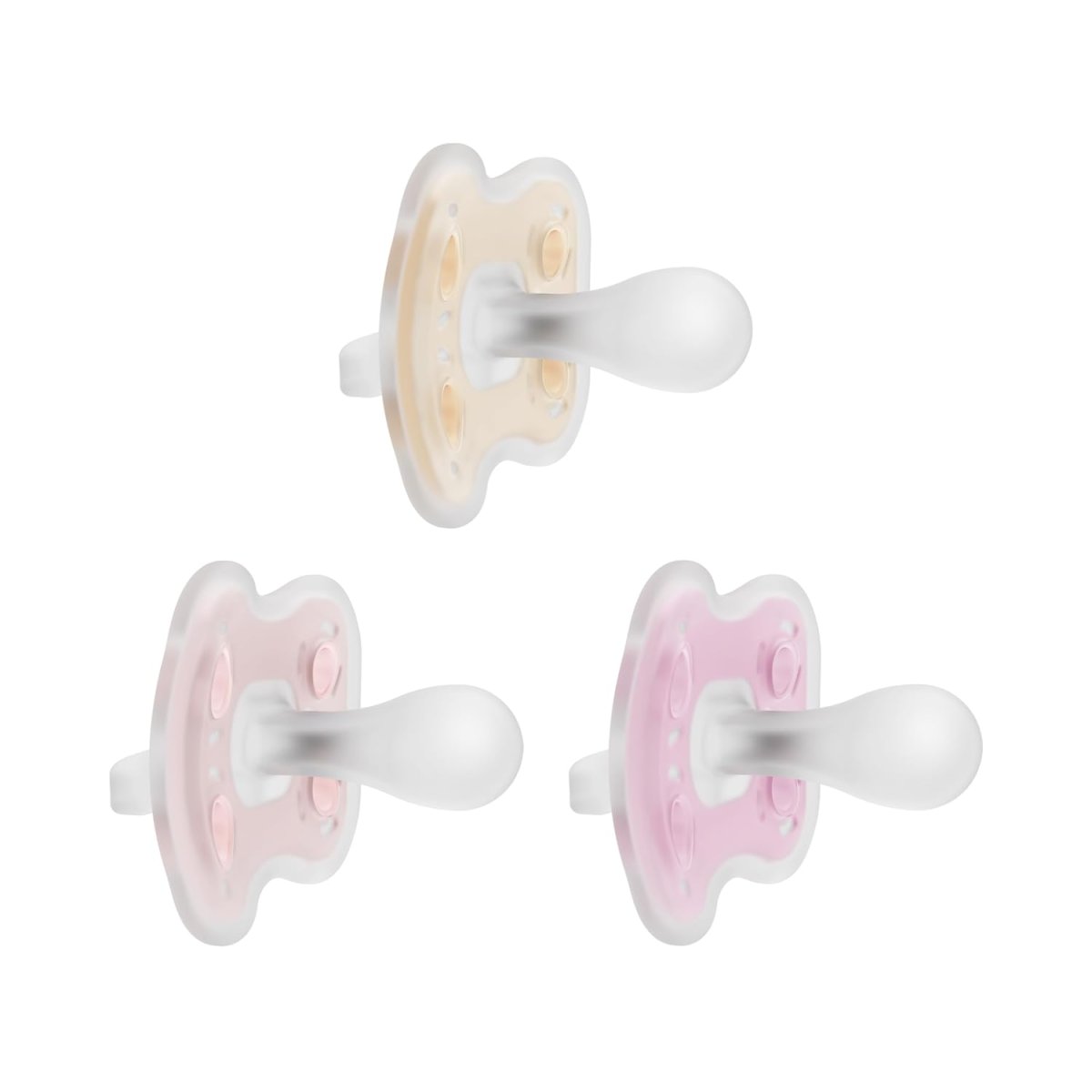 Advantage One-Piece Pacifier 3pk 0-6m - Pink/Purple/Ecru