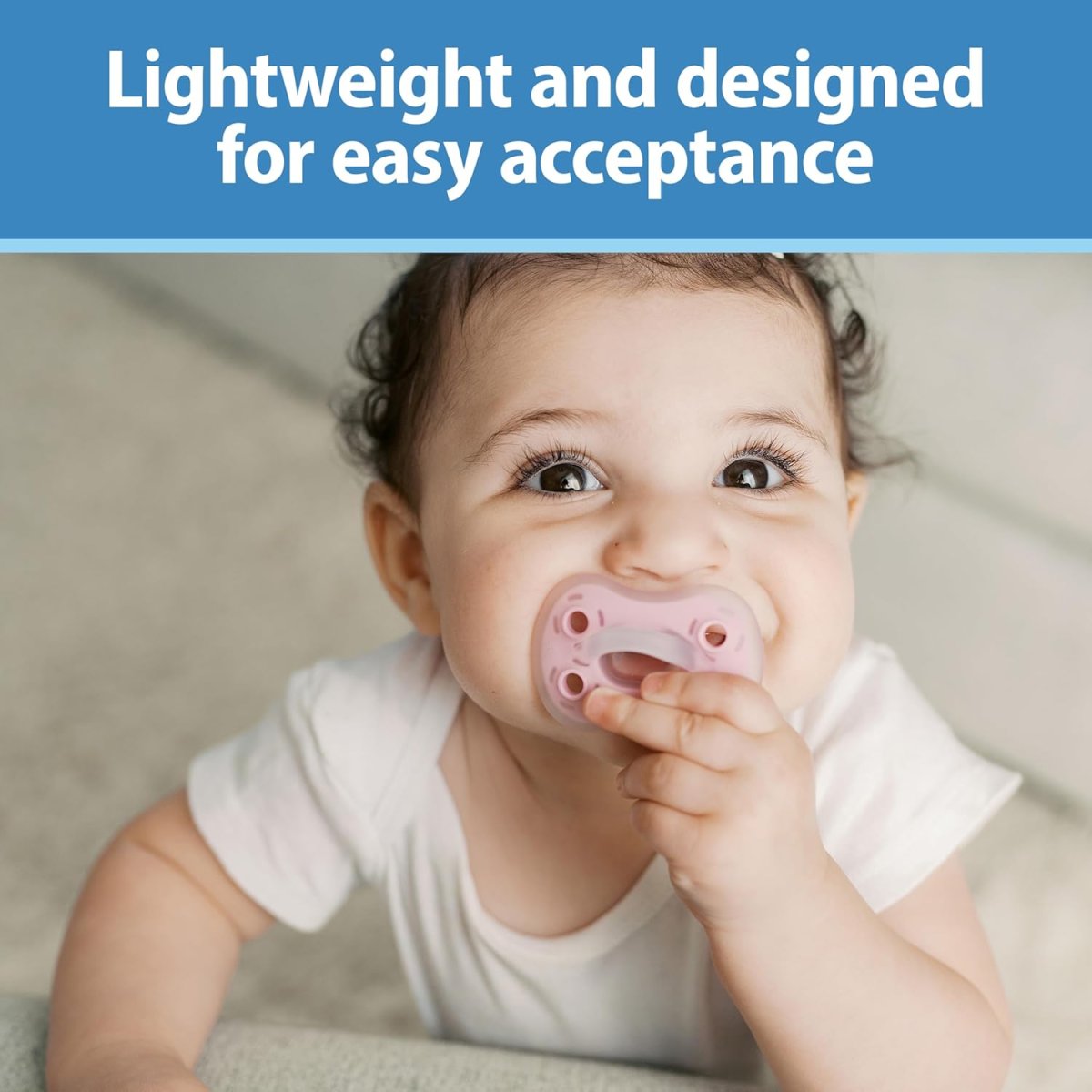 Advantage One-Piece Pacifier 3pk 0-6m - Pink/Purple/Ecru