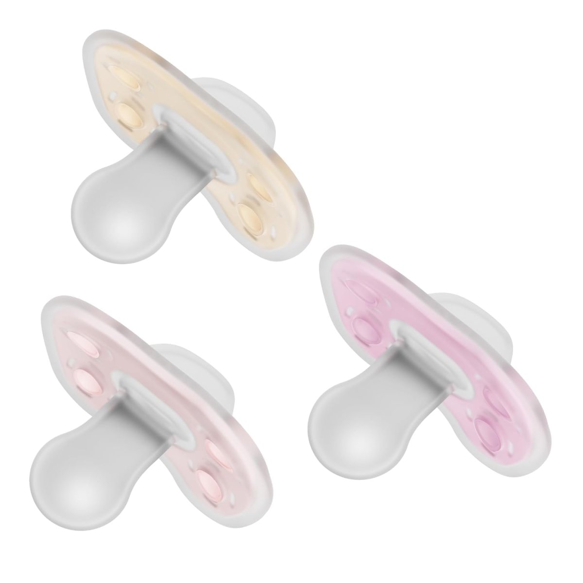 Advantage One-Piece Pacifier 3pk 0-6m - Pink/Purple/Ecru